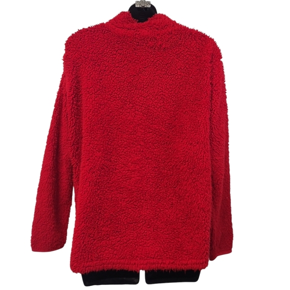 Disney Fleece Jacket Womens Size M  Embroidered Mickey Zip Up  Neck Red Fleece - Picture 3 of 5